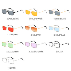 Square Women Sunglasses Alloy Metal Small Frame Clear Double Men's Sun Glasses Women Vintage Chic Female Shades Red Yellow