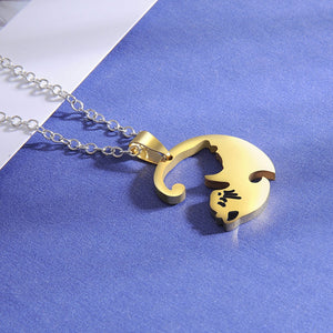 Couple heart necklace Cute Cartoon cat Pendant NecklaceSimple personality color black animal Necklace Jewelry Gift for girl boys
