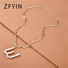 Carica l&#39;immagine nel visualizzatore di Gallery, ZFYIN 2020 New Trendy Jewelry Fresh Water Pearl Alphabet Letters Initials  Pendant Necklaces for Women