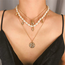 Carica l&#39;immagine nel visualizzatore di Gallery, Punk Multi Layered Pearl Choker Necklace Collar Statement Virgin Mary Coin Crystal Pendant Necklace Women Jewelry