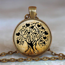 Load image into Gallery viewer, Tree Of Life Glass Cabochon Statement Necklace &amp; Pendant Jewelry Vintage Charm Chain Choker Steampunk Jewelry Gift for Women