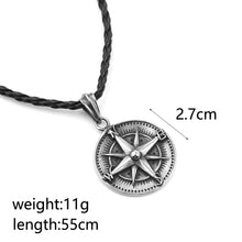 Load image into Gallery viewer, Gothic Round Compass Pendant Necklace For Men Vintage Punk Rock  Talisman Jewelry Necklace Nordic Amulet Runes Pendant