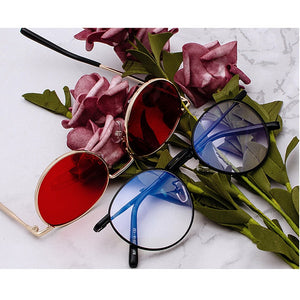 Fashion Clear Lens Metal Frame Sunglasses Retro Woman Glasses  Male Sun Glasses Round Gold UV400 Birthday Gift Items
