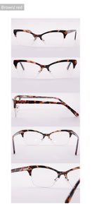 Ladies Cat Eye Optical Glasses Frame Semi-Frame Prescription Myopia Presbyopia Spectacles Women Half Frame Acetate Eyeglasses