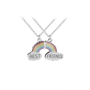 Fashion Best Friends Honey Love Couple Pendant Necklace 2 Pcs/ Set Rainbow Broken Heart BFF Good Friends Friendship Jewelry Gift