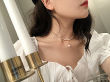 Carica l&#39;immagine nel visualizzatore di Gallery, 2020 Kpop Double layer Chain Gold fashion Choker cute romantic women pearl pendant necklace girl jewelry Collar