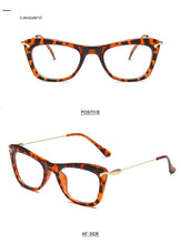 Carica l&#39;immagine nel visualizzatore di Gallery, Women Cat Eye Optical Frames Brand Designer Lady Printing Eyewear Metallic Leg