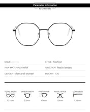 Load image into Gallery viewer, Men Vintage Anti Blue Light Hexagon Glasses Frame Women Lens Myopia Optical Mirror Simple Metal Anti-blue Clear Eyewear Frames