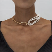 Carica l&#39;immagine nel visualizzatore di Gallery, Punk Unique Imitation Pearl Chain Necklace for Women Wedding Steampunk 2020 Gothic Twisted Chunky Thick Choker Necklace Jewelry