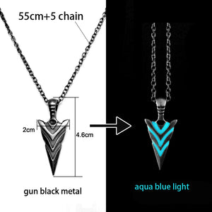 Luminous Glowing Arrow Pendant Necklace Knight Spear Necklace Glow In The Dark Pike Necklace for Women Men Halloween Gift