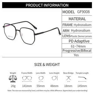 Gmei Optical Business Men Aluminum Magnesium Square Glasses Frame With Spring Hinges Brand Designer Spectacles Frames GF9008