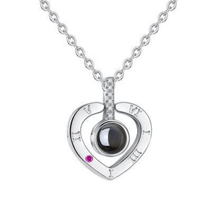 100 Languages Love Necklace Heart Pendant Wedding Romantic I Love You Projection Necklace for Women Girl Friend Ladies Gifts
