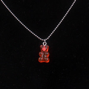 Fashion Multicolor Transparent Bear Necklace Cute Candy Color Resin Gummy Bear Pendant Necklace Women Jewelry