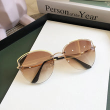 Load image into Gallery viewer, High Quality women's Oval Cat Eye Sunglasses Lady Metal Rimless shades Luxury Sunglasses Female Driving Glasses zonnebril dames