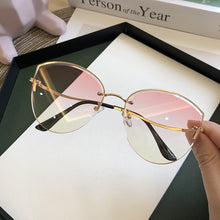 Load image into Gallery viewer, High Quality women's Oval Cat Eye Sunglasses Lady Metal Rimless shades Luxury Sunglasses Female Driving Glasses zonnebril dames