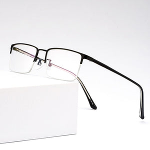 Business Semi Rim Metal Alloy Men Glasses Frame Eyeglasses Brand Designer Optical Eyewear For Man Prescription Spectacles M18046