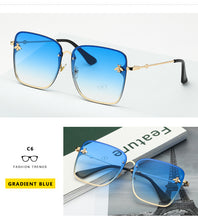 Load image into Gallery viewer, 2022 New Fashion Lady Oversize Rimless Square Bee Sunglasses Women Men Small Bee Glasses Gradient Sun Glasses Female UV400
