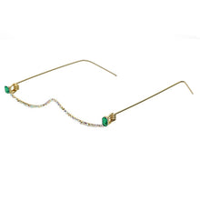 Load image into Gallery viewer, Luxury Fashion Diamond eyeglasses Alloy Frame for Women green and Red Pink Gem Lensless Chain Pendant Half Frame glasses