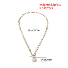 Load image into Gallery viewer, Baroque Pearl Pendant Choker Necklace for Women Wedding Punk Big Bead Lariat Gold Color Long Chain Necklace Jewelry
