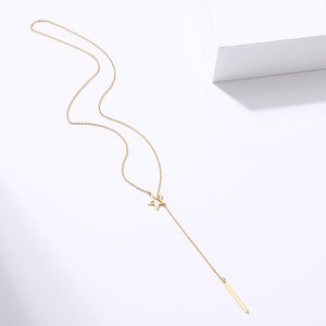 CACANA Long Pendant Star Stick Necklaces Pendants For Women  Simple Design Necklace Stylish Stainless Steel Jewelry Party Gift