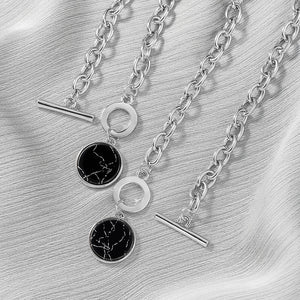 Minimalist Casual Neck Chain Necklaces for Women Round Marble Pendants Hiphop Female Fashion Jewelry Necklace Naszyjnik