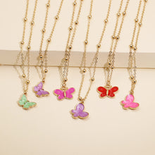 Carica l'immagine nel visualizzatore di Gallery, Korean Blue Gradient Butterfly Necklace for Women Girls Silver Color Rainbow Butterflies Pendant Choker Necklaces Jewelry Gift