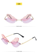 Load image into Gallery viewer, 2022 Luxury Fashion Dragonfly Sunglasses Women Rimless Wave Sun Glasses Metal Shades For Vintage Women Mirror Eyewear UV400