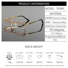 Carica l&#39;immagine nel visualizzatore di Gallery, Gmei Optical Fashionable Frameless Titanium Alloy Glasses Plain Lenses Diamond Cutting Rimless None Diopters Optical Eyeglasses