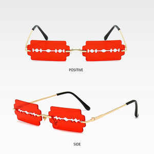 New Frameless Personality Hollow Blade Woman Sunglasses Retro Unique Hollow Funny Sunglasses Party Catwalk Men Sun Glasses