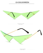 Load image into Gallery viewer, Oversized Cat eye Rimless Sunglasses Women Fashion One Piece Lens Sun Glasses Female Trend Triangle Eyewear Men UV400