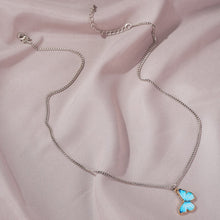 Carica l'immagine nel visualizzatore di Gallery, Korean Blue Gradient Butterfly Necklace for Women Girls Silver Color Rainbow Butterflies Pendant Choker Necklaces Jewelry Gift
