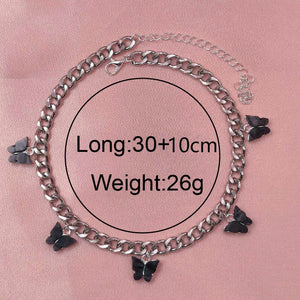 Punk Gold  Silver Color Chain 5 Butterfly Pendant Necklace for Women Wedding Party Statement 2020 Cute Choker Necklaces Jewelry