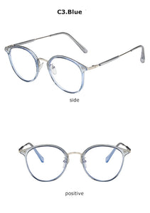 Round Anti Blue Light Computer Glasses Women Men Prescription Reading Ladies 2022 Eyeglasses Frame Radiation Protection Lens