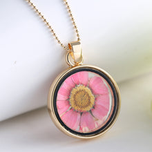 Load image into Gallery viewer, Popular Dried Flower Necklaces Korean Womens Long Gold Beads Chain Colorful Round Pendant  Jewelry For Girls