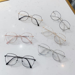 Transparent Glasses Frames Women Retro Oversized Optical  Eyeglasses Female Fashion Irregular Metal Myopia Frame