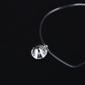 New Personality Fashion Square Imitation Pearl Crystal Zircon Necklace Invisible Transparent Fishing Line Necklace Women