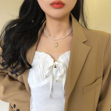 Load image into Gallery viewer, Fashion Beaded Pearl Necklace Women Cute Gold silver color Double Layer Chain Pendant Choker Korean Jewelry 2020 wholesale