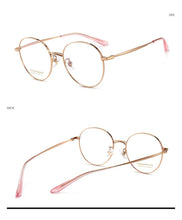 Load image into Gallery viewer, Pure Titanium Frame Glasses Full Rim Eye Glasses Women Style Spring Hinges Round Spectacles and Nearsighted Eyewear