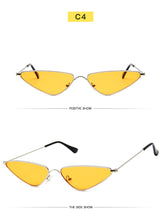 Load image into Gallery viewer, Triangle Metal Frame Sunglasses Women Cat Eye Cool Small Fashion Sun Glasses Shades Ocean Color Oculos De Sol Feminino UV400
