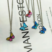 Load image into Gallery viewer, Korean Blue Gradient Butterfly Necklace for Women Girls Silver Color Butterflies Pendant Choker Necklaces Jewelry Gift