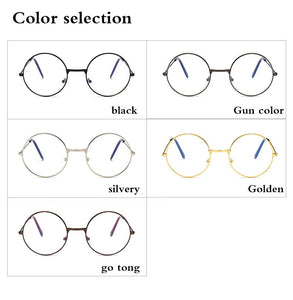 Vintage Round Metal Frame  Personality College Style Clear Lens Eye Glasses Frames blue-light eye protection mobile phone game