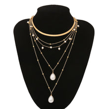 Load image into Gallery viewer, Bohemian Multi Layer Imitation Pearl Tassel Choker Necklace Collar Statement Pendant Necklace for Women Jewelry