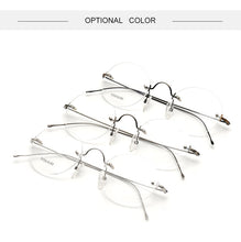 Load image into Gallery viewer, Vintage Round Rimless Glasses Frame Men Pure Titanium Optical Prescription Eyewear Women Frameless Eyeglasses Frame