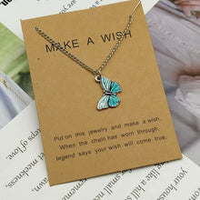 Load image into Gallery viewer, Korean Blue Gradient Butterfly Necklace for Women Girls Silver Color Butterflies Pendant Choker Necklaces Jewelry Gift