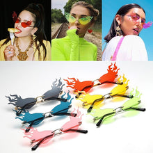 Load image into Gallery viewer, Rimless Wave Sun Glasses Men Eyewear Luxury Trending Narrow vintage Eyeglasses Cool Street Beat Fire Flame Sunglasses Women