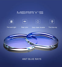 Load image into Gallery viewer, MERRYS Anti Blue Light Blocking 1.56 1.61 1.67 Prescription CR-39 Resin Aspheric Glasses Lenses Myopia Hyperopia Presbyopia Lens