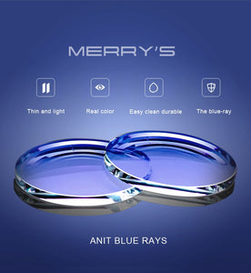 MERRYS Anti Blue Light Blocking 1.56 1.61 1.67 Prescription CR-39 Resin Aspheric Glasses Lenses Myopia Hyperopia Presbyopia Lens