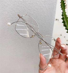 Anti-blue Light Glasses Frame Women Irregular Eyeglasses Unique Pearl Bent-leg Spectacle Frame Fashion Myopia Frames