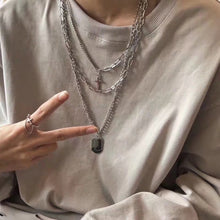 Load image into Gallery viewer, 2020 Personality Hip Hop Multilayer Necklace Metal Cross Pendant Silver Color Chain Necklace for Women Men Unisex Jewelry