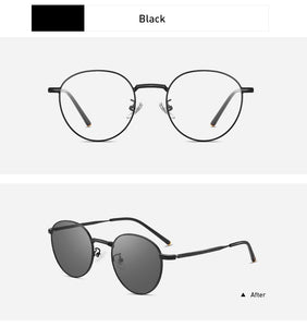 Anti Blue Light Glasses Women Titanium Frame Round Clear Computer Glasses Photochormic Optical Eyeglasses  New BF1820